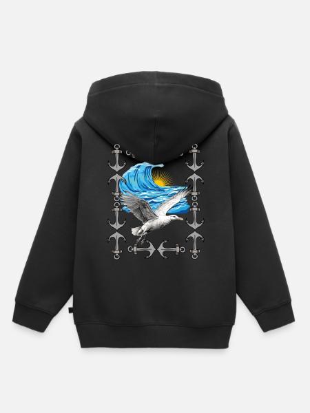 Seevögel Seemöwen Möwen Welle Meer Möwe - Kinder Premium Organic Hoodie - Schwarz