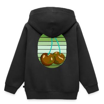 Rockabilly Rétro Vintage Cerises - Sweat Premium à capuche enfant bio - noir - Dos - AI Model Kid Male (0cm)