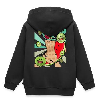 Obsr Früchte Genuss Erdnuss Erdnüsse Sommer - Kinder Premium Organic Hoodie - Schwarz - Hinten - AI Model Kid Male (0cm)