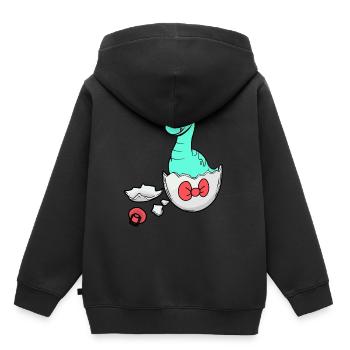 Dino Baby Naissance Coquille d’oeuf de grossesse - Sweat Premium à capuche enfant bio - noir - Dos - AI Model Kid Male (0cm)