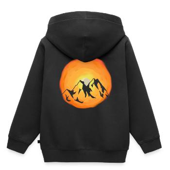 Sonnenschein Gebirge Wildnis Sonnenstrahlen Berg - Kinder Premium Organic Hoodie - Schwarz - Hinten - AI Model Kid Male (0cm)
