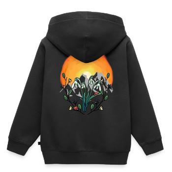 Soleil Printemps Perce-neige Alpes - Sweat Premium à capuche enfant bio - noir - Dos - AI Model Kid Male (0cm)