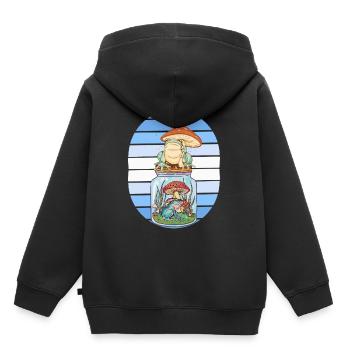 Frosch Frösche Pilze Amphibien Wald witzig - Kinder Premium Organic Hoodie - Schwarz - Hinten - AI Model Kid Male (0cm)