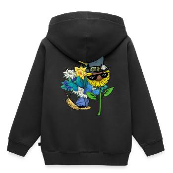 Escargot, Coquille D’escargot, Nature, Printemps, Fleurs - Sweat Premium à capuche enfant bio - noir - Dos - AI Model Kid Male (0cm)