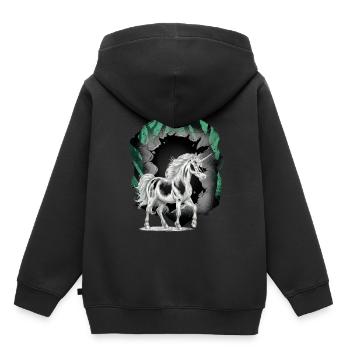 Einhörner Einhorn Fabeltiere Märchenfigur - Kinder Premium Organic Hoodie - Schwarz - Hinten - AI Model Kid Male (0cm)