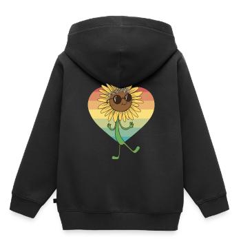 Lunettes de jardin de fleur de tournesol d’été Flora - Sweat Premium à capuche enfant bio - noir - Dos - AI Model Kid Male (0cm)