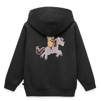 Cacahuète chevaux cavalier cavalier écrou - Sweat Premium à capuche enfant bio - noir - Dos - AI Model Kid Male (0cm)