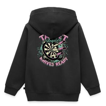 Messerwurf Target Acuired Knives Ready - Kinder Premium Organic Hoodie - Schwarz - Hinten - AI Model Kid Male (0cm)