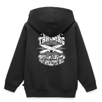 Lancer de couteau Lancer de couteau - Sweat Premium à capuche enfant bio - noir - Dos - AI Model Kid Male (0cm)
