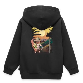 Chat Chats Wild West Ranger Ranch Farmer - Sweat Premium à capuche enfant bio - noir - Dos - AI Model Kid Male (0cm)