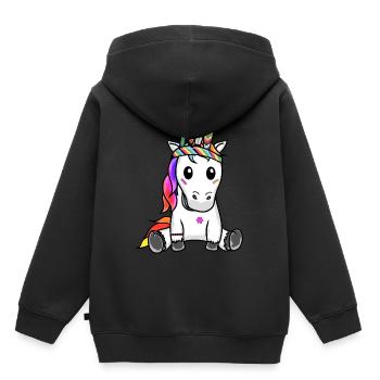 Licorne Licornes Hippie Hippies Chaman - Sweat Premium à capuche enfant bio - noir - Dos - AI Model Kid Male (0cm)