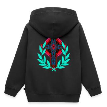 Croix Croix Crucifix - Sweat Premium à capuche enfant bio - noir - Dos - AI Model Kid Male (0cm)