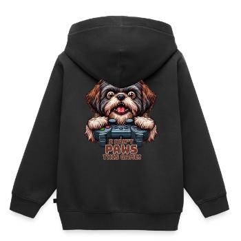 Dog gamers, Dog game freak shih tzu - Sweat Premium à capuche enfant bio - noir - Dos - AI Model Kid Male (0cm)