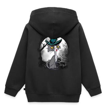 Chat magique chats sorcier conte de fées personnage conte de fées - Sweat Premium à capuche enfant bio - noir - Dos - AI Model Kid Male (0cm)