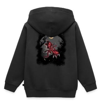Dragon Dragon Fable Mythe médiéval conte de fées - Sweat Premium à capuche enfant bio - noir - Dos - AI Model Kid Male (0cm)