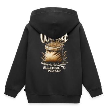 Allergie au blé qui a besoin de blé - Sweat Premium à capuche enfant bio - noir - Dos - AI Model Kid Male (0cm)