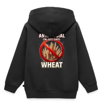 Allergie au blé Je suis juste anti-blé - Sweat Premium à capuche enfant bio - noir - Dos - AI Model Kid Male (0cm)