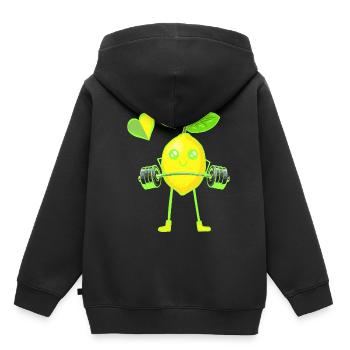 Lemon Poids Exercice Poids GYM Exercice Muscles - Sweat Premium à capuche enfant bio - noir - Dos - AI Model Kid Male (0cm)