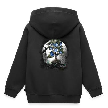 Papillons mystiques de la forêt animaux de la forêt printanière - Sweat Premium à capuche enfant bio - noir - Dos - AI Model Kid Male (0cm)