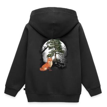 Renards, renards, habitants de la forêt, animaux de la forêt - Sweat Premium à capuche enfant bio - noir - Dos - AI Model Kid Male (0cm)