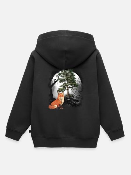 Fuchs Füchse Waldbewohner Waldtiere - Kinder Premium Organic Hoodie - Schwarz