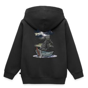 Krähe Rabe Raben Fährmann Halloween Boot mystisch - Kinder Premium Organic Hoodie - Schwarz - Hinten - AI Model Kid Male (0cm)