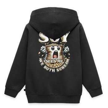 Soy Allergy Soy Sees Me We Both Scream - Kids Premium Organic Hoodie - black - Back - AI Model Kid Male (0cm)