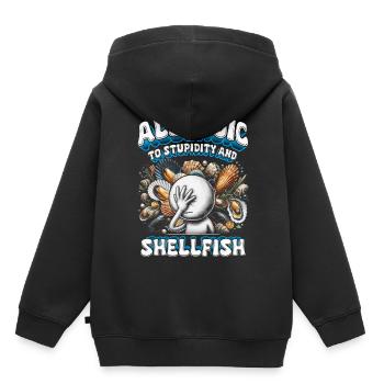 Allergie aux fruits de mer allergique aux crustacés - Sweat Premium à capuche enfant bio - noir - Dos - AI Model Kid Male (0cm)