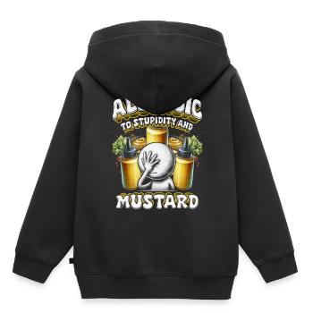 Allergie à la moutarde Allergique à la stupidité et à la moutarde - Sweat Premium à capuche enfant bio - noir - Dos - AI Model Kid Male (0cm)