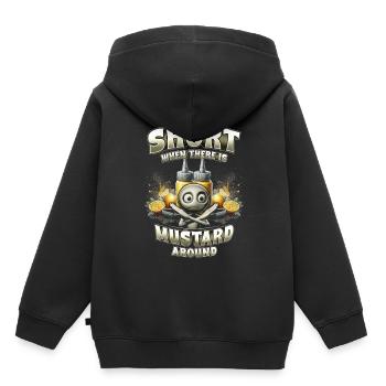 Allergie à la moutarde - Sweat Premium à capuche enfant bio - noir - Dos - AI Model Kid Male (0cm)