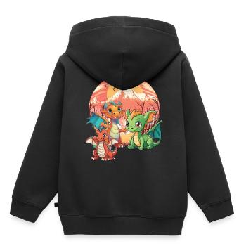 Dragon Dragon Dinos Dino Temps Âge De Pierre - Sweat Premium à capuche enfant bio - noir - Dos - AI Model Kid Male (0cm)