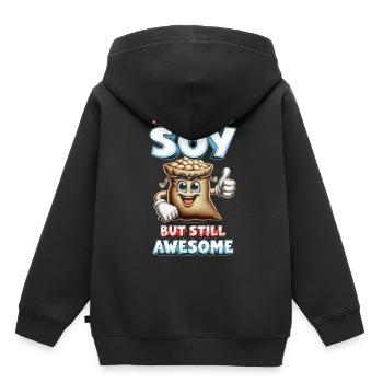 Allergie au soja Allergique au soja mais toujours géniale - Sweat Premium à capuche enfant bio - noir - Dos - AI Model Kid Male (0cm)