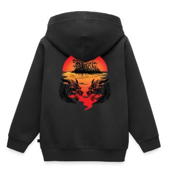 Dragon Mer du Sud Île Fantaisie Coucher de soleil Mer - Sweat Premium à capuche enfant bio - noir - Dos - AI Model Kid Male (0cm)