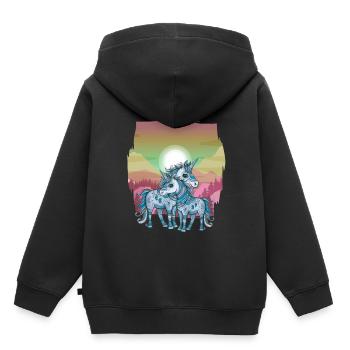Einhörner Einhorn Schamane Natur Wald indianisch - Kinder Premium Organic Hoodie - Schwarz - Hinten - AI Model Kid Male (0cm)