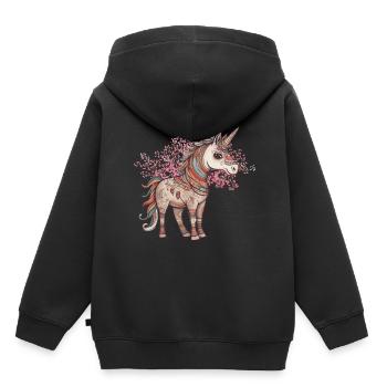 Einhörner Einhorn Schamane Natur Wald indianisch - Kinder Premium Organic Hoodie - Schwarz - Hinten - AI Model Kid Male (0cm)