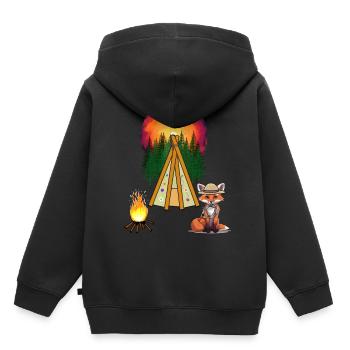 Tipi Lagerfeuer Wilder Westen Fuchs Wald Western - Kinder Premium Organic Hoodie - Schwarz - Hinten - AI Model Kid Male (0cm)