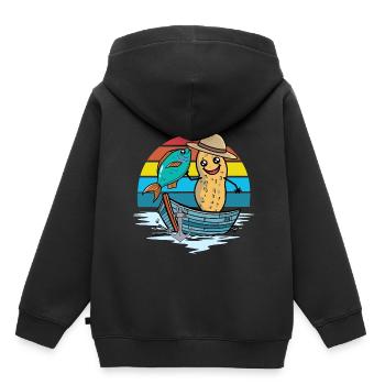 Cacahuète Arc-en-ciel Bateau Poisson Poisson Pêcheur Noix - Sweat Premium à capuche enfant bio - noir - Dos - AI Model Kid Male (0cm)