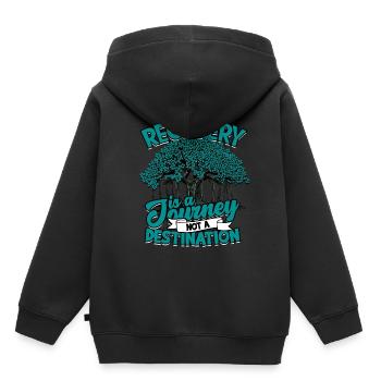 Le rétablissement de la dépendance est un voyage, pas une destination - Sweat Premium à capuche enfant bio - noir - Dos - AI Model Kid Male (0cm)