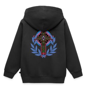 Croix Croix Crucifix - Sweat Premium à capuche enfant bio - noir - Dos - AI Model Kid Male (0cm)