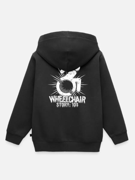 Rolstoel Rolstoel Rolstoel Verhaal 10$ - Kinder Premium hoodie biologisch - zwart