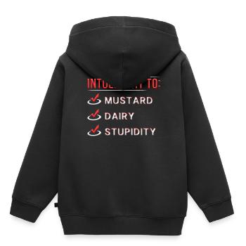 Allergie à la moutarde : Intolérance à la moutarde au sésame - Sweat Premium à capuche enfant bio - noir - Dos - AI Model Kid Male (0cm)