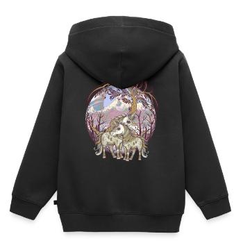 Licorne Licornes Créatures mythiques Animaux mythiques Enfant - Sweat Premium à capuche enfant bio - noir - Dos - AI Model Kid Male (0cm)