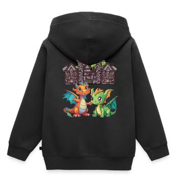 Mittelalter Drache Drachen - Kinder Premium Organic Hoodie - Schwarz - Hinten - AI Model Kid Male (0cm)