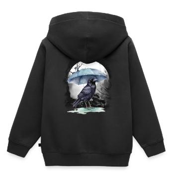 mystique corbeau corbeau corbeau - Sweat Premium à capuche enfant bio - noir - Dos - AI Model Kid Male (0cm)