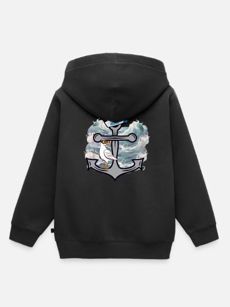 Maritim Möwe Möwen Seefahrer Seemänner - Kinder Premium Organic Hoodie - Schwarz
