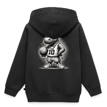 Ghetto Basketball Hippo - Kids Premium Organic Hoodie - black - Back - AI Model Kid Male (0cm)