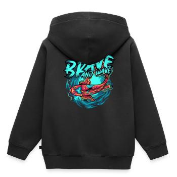 Betta Brave Et Wave - Sweat Premium à capuche enfant bio - noir - Dos - AI Model Kid Male (0cm)