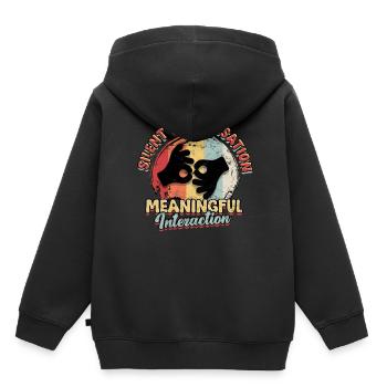 Gebärdensprache Silent Conversation - Kinder Premium Organic Hoodie - Schwarz - Hinten - AI Model Kid Male (0cm)