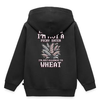 Allergie au blé Je suis juste allergique au blé - Sweat Premium à capuche enfant bio - noir - Dos - AI Model Kid Male (0cm)