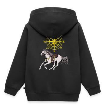 Kompass Pferd Pferde Abenteuer Windrose Reiten - Kinder Premium Organic Hoodie - Schwarz - Hinten - AI Model Kid Male (0cm)